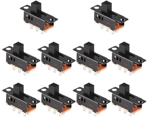 Eorleya 10Pcs interrupteur a glissiere de haut bouton a 6 broches a 3 Position DPDT panneau de 0.5A 50V DC