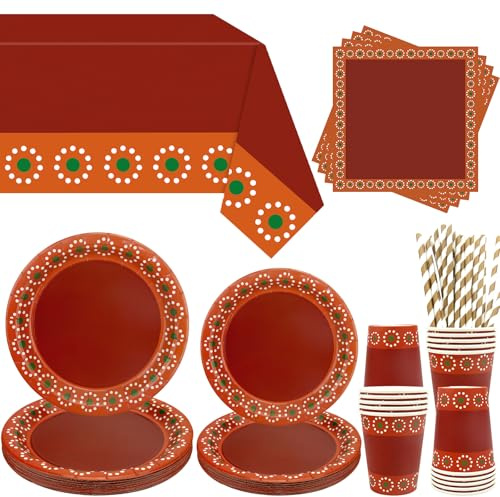 Obussgar De Barro Mexicanos Decoración de Fiesta – Cielito Lindo – Artículos decorativos para fiestas – Incluye platos, vasos, servilletas, manteles, 20 personas
