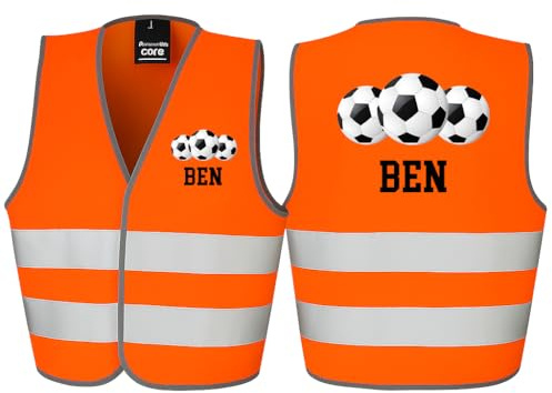 Warnweste Kinder personalisiert – Mit Wunschtext, Namen oder Motiv – Sicherheitsweste für Schule & Kindergarten – Farben Pink, Gelb, Orange, Grün, Hellblau, Rot, Lila – Kinderweste reflektierend