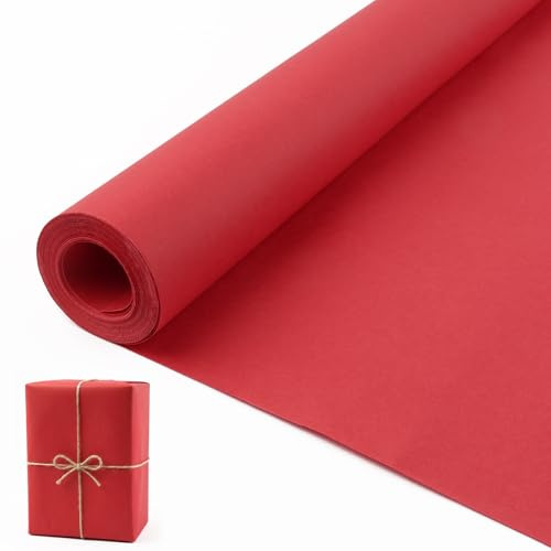 Geschenkpapier Rot, 10mx38cm Kraftpapier Rolle, Papier zum Basteln | Kraftpapier Packpapier Groß für Hochzeit Geburtstag Geschenkverpackungen, Kunsthandwerk (Rot)