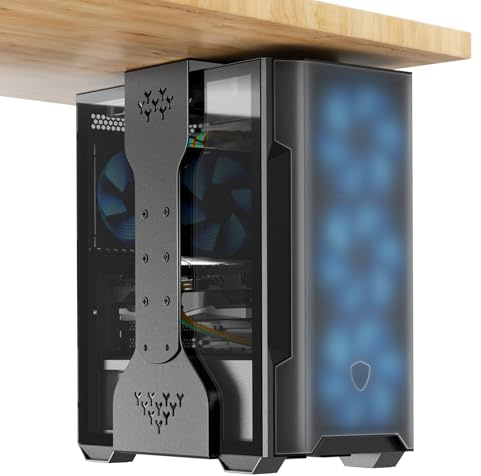 Kalyfhng Supporto per PC sotto la scrivania, supporto per PC con capacità di carico di 35 kg, regolabile in altezza (34-65 cm), supporto universale per computer, per ufficio, casa e posto di lavoro