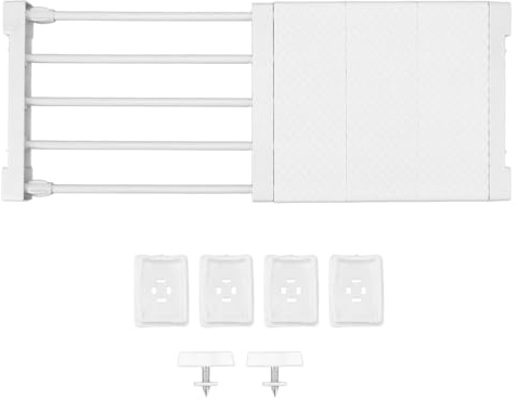 Adjustable Tension Shelf Closet Divider, Tension Rod Shelf for Cabinet Wardrobe, 24cm Width Space - Saving Storage Rack with PP and Steel Tube, Easy Install No Tools (38‑55cm / 15‑21.7in Length)