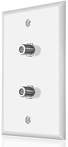 ICESPRING Dual Coaxial F Connector Wall Plate White for Cable TV Satellite Antenna Ethernet Digital Audio S PDIF