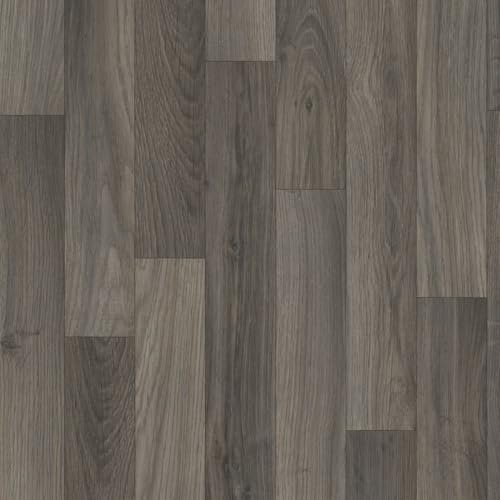 Mega Flooring UK Dark Grey Wood Effect Vinyl Flooring Roll For LivingRoom, DiningRoom, Kitchen, 2.8mm Thick Cushion Backed Vinyl Flooring Roll, Waterproof Lino Flooring-2m(6'6) X 2m(6'6)-4m²