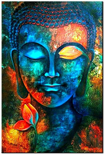 sunfrower art-modern Farbige Zeichnen Buddha Statue Wand Kunstdruck auf Leinwand für Wohnzimmer Home Dekorationen Kunst, Art Decor Religion Gemälde Modern, gerahmt, fertig zum Aufhängen Modern 01