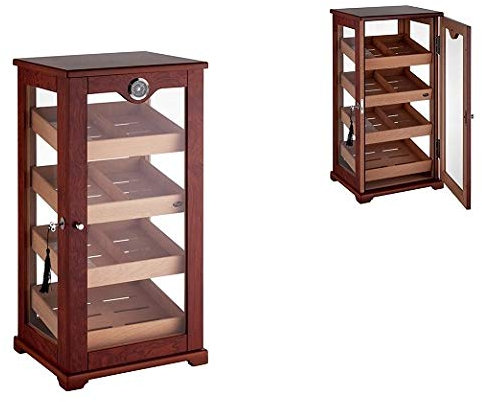 Lifestyle-Ambiente Humidor Gastrovitrine Wurzelholzfinish Polymerbfeuchter inkl Tastingbogen