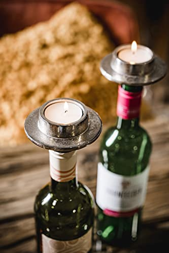 Michael Noll Kerzenhalter Bottle Flasche Weinflasche Aluminium Silber Teelicht - Kerzenständer, Kerzenleuchter aus Metall - 5er Set / 10er Set / 20er Set / 50er Set (20)