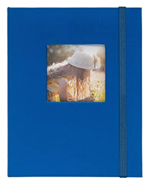 Kenro Aztec Minimax Fotoalbum für 100 Fotos mit blauem Leineneinband, Fotoalbum 10x15 Einsteckalbum mit Platz für Foto auf der Vorderseite, modernes Einsteckalbum, AZ104UE