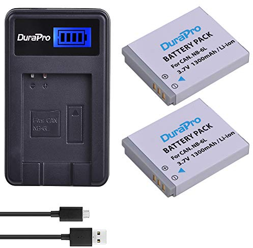 Durapro 2 Pack NB-6l NB-6lh Batterie + Chargeur USB LCD pour Canon PowerShot sx500 is, sx710 HS, sx520 HS, sx530 HS, sx510 HS, S120, sx700 HS, sx610 HS, sx600 HS, D30 et S95 caméras