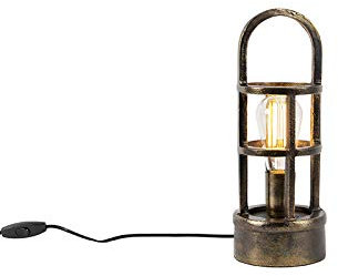 Qazqa - Art Deco Art Deco Tischlampe Bronze 35 cm - Kevie I Wohnzimmer I Schlafzimmer - Aluminium Rund I Länglich - LED geeignet E27