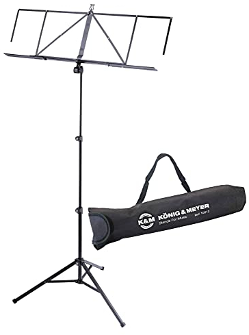 K&M 10062 Music Stand Robby Plus Set (ausziehbarer Notenständer mit Tragetasche) Schwarz