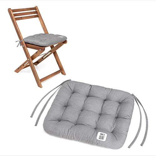 HAVE A SEAT Luxury | Sitzkissen 40 x 35 cm (2 St.) - bequemes Sitzpolster für Klappstühle - waschbar bis 95° C, Trockner geeignet - Made in Germany (40x35 cm - 2er Set, Hellgrau)
