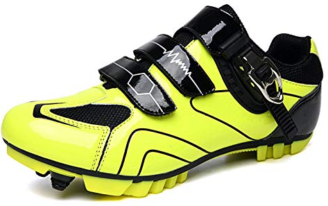 Prodkfe Moutntain Fahrradschuhe Herren Damen MTB Schuhe SPD Mountainbike Schuhe mit Schnalle B Grün 43 EU