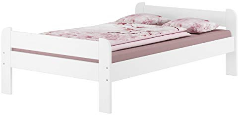 Breites Einzelbett 90x200 Kiefer Echtholz in Eicheton gebeizt mit wählbarem Zubehör V-60.39-09E, Ausstattung:Federleisten