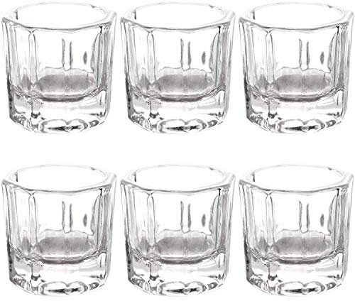 Uposao 6 vasos de vidrio para arte de uñas, taza de cristal transparente para arte de uñas, vaso de cristal acrílico líquido en polvo Dappen, recipiente de cristal para arte de uñas, vasos multiusos