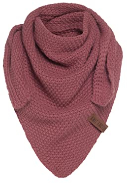 KNIT FACTORY - Coco Dreiecksschal Junior - Mädchen Strickschal mit Wolle - Halstuch für Kinder - Roter Kinderschal - Umschlagtücher aus Hochwertige Qualität - Kinder Schal - 140 x 60 cm - Stone Red