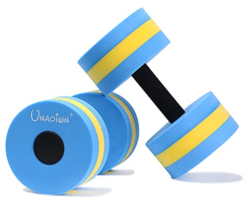 UNAOIWN Vattenhantlar för pool fitness träning vatten aerobics handstång aqua vikt- set med 2 – vattenhantel för barn som simmar (blå-gul-blå)