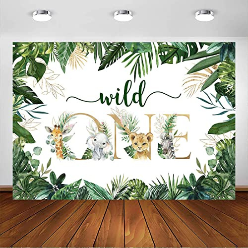 Avezano Safari 1. Geburtstag Hintergrund Wild One Forest Dschungel Photo Booth Hintergrund Elefant Baby Tiere Fotografie Banner Kuchen Tischdekorationen Photobooth Requisiten (2,1 m x 1,5 m)