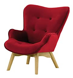 Nordville Bloomy Sessel Mini Für Kinder Kronos- Ohrensessel in Landhaus-Stil | Der perfekte Polstersessel für entspannte, Lange Fernseh- und Leseabende (Burgunderrot, Eiche hell)