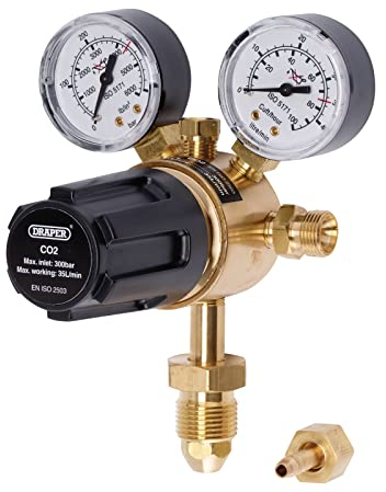 Draper 70147 Industrial Gas Bottle Regulator with Double Gauge, 300 bar, Gold