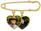 Custom4U 2x Personalisierte Foto Brosche Gold mit Gravur Memorial Anhänger Brautstrauß Broschen mit Foto Edelstahl Herz Anstecknadel Hochzeit für Brautstrauß Braut Erinnerungsschmuck Geschenke