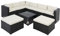 Casaria® Gartenmöbel Set Lounge Möbel für 8 Personen inkl. Auflagen Wetterfest Outdoor Terrasse Gartentisch Sitzkissen Balkon Schwarz Creme