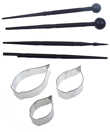 RELAND SUN Calla Lilienform aus Metall, für Fondant, Kuchen, Zucker, Basteln, Gebäck, Zuckerguss, Schneiden, Dekoration, Backwerkzeug (Blütenblatt + Stift)