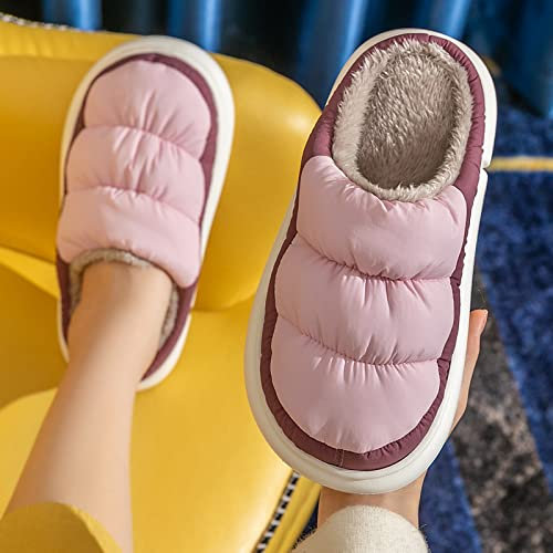 XIEHC Calde Leggere Morbide Comode e Antiscivolo, Fondo Spesso Antiscivolo Peloso, Indossare Pantofole di Cotone per Interni in Inverno, Rosa 2,37-38,Pantofole Invernali da Casa