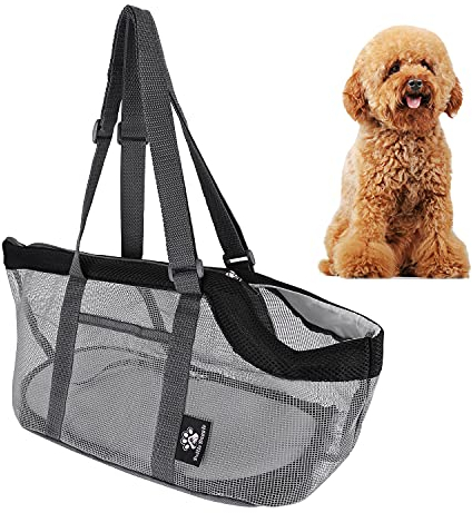 SIQITECH Hundetragebeutel Kleine Hunde Katze Tragetasche Mesh Atmungsaktiv Transporttasche Abnehmbar Matte Hundetragetasche Verstellbar Tragbar Katzentransportbox Katzen Welpen Unter 5 Kg