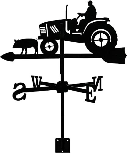 Girouette Forme de Tracteur Girouette en Acier Inoxydable Agriculture Indicateur de Direction du Vent pour Jardin Patio Ornement Décoration Créative,A (C Normal)