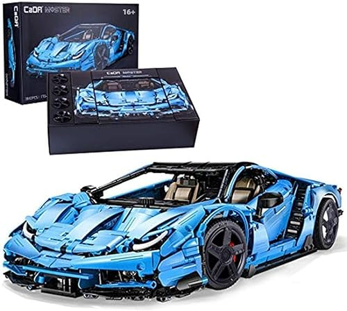 Tirff CADA Technik Sportwagen für Lambo Verrückte Kuh, 1/8 3842 Klemmbausteine C61041W Technik Rennenauto MOC Rennwagen Bausatz, Technik Auto Konstruktionsspielzeug Kompatibel mit L*go Technic
