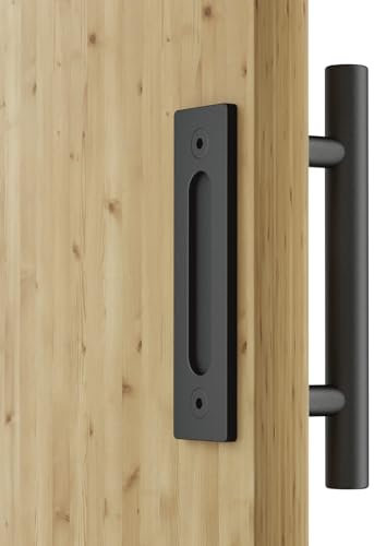 AONAYIOA 24CM Schiebetürgriff, Schiebetürtürgriff, für Scheunentür Holztür, Schranktür, Schwarz