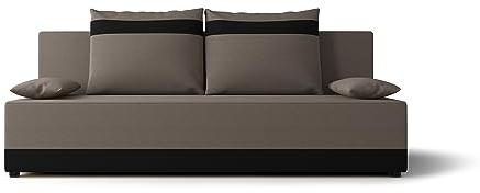 ALTDECOR Wohnzimmer Couch mit Schlaffunktion, Polstercouch rückenecht gepolstert, ideal als Gästebett - TOLEDI - 190x80x89 cm Grau/Schwarz