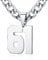 XIRUVE Herren Damen Edelstahl 0-99 Zahl Anhänger Glückszahl Jersey Nummer Sportler Halskette Personalisierte mit 6mm breite Panzerkette 61