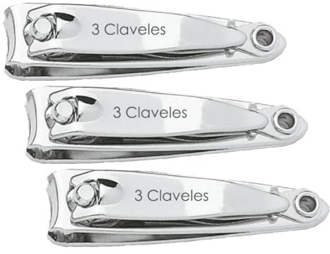 3 Claveles 12414 Cortauñas con Lima, Cromado de 5 cm (Paquete de 3)