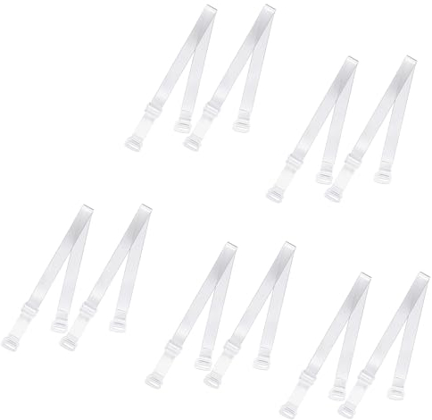 iLamdeetek Spalline del reggiseno invisibili trasparenti (5 paia), trasparenti, regolabili, Antiscivolo Rimovibile Trasparente Elastica Straps per Reggiseno