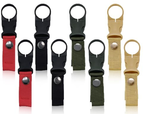 KAPSING Confezione da 8 Clip portabottiglie da Cintura in Nylon, portabottiglie da Zaino in 4 Colori, Gancio Porta Fibbia per Bottiglia d'Acqua, Clip portabottiglie con Fibbia per Bottiglia d'Acqua