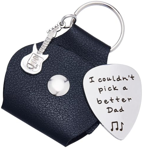 craspire I Couldn't Pick A Better Dad Gitarren-Pick-Halter, Wort-Schlüsselanhänger, Edelstahl-Gravur, Gitarren-Plektren, Schmuck, Geschenk, Leder-Gitarre-Motto-Geschenke Für, Gitarristen, Geburtstag