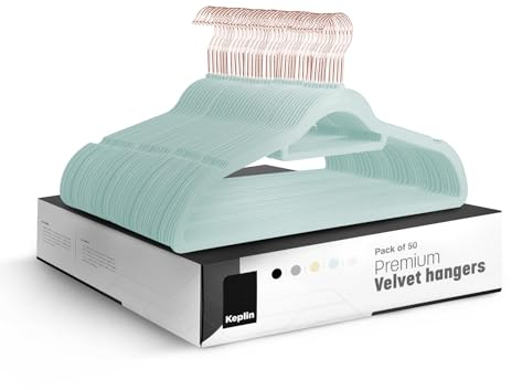 KEPLIN Paquete de 50 Perchas de Terciopelo Antideslizantes con Barra de Corbata y Gancho de 360°, duraderas y Resistentes, organizadores de Armario Que ahorran Espacio para Trajes, Chaquetas y Ropa,