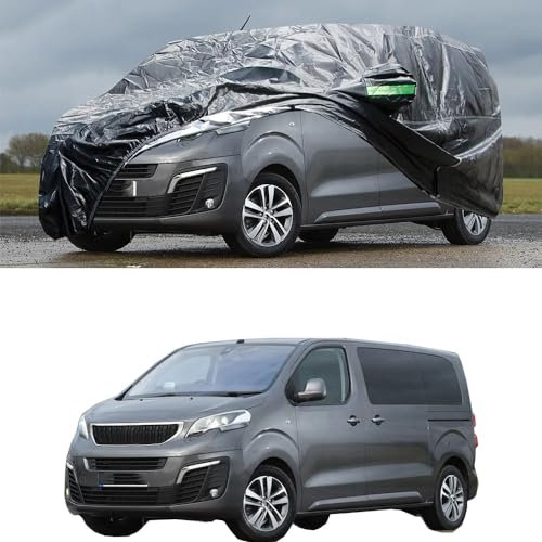 YHANNI Abdeckplane Passgenaue Auto für Peugeot Traveller (Passenger Model) 2016-2023 2024 Allwetter 100% Wasserdicht Atmungsaktiv Autoabdeckung Autoplane Vollgarage Outdoor Zubehör,Standard Size