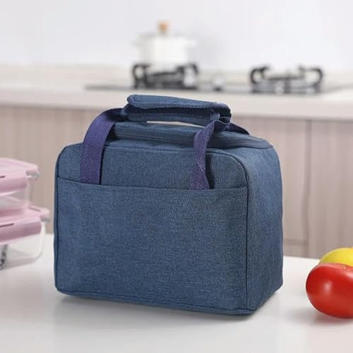 Tragbare Lunchtasche, neue wärmeisolierte Lunchbox, Tragetasche, Kühler, Handtasche, Bento-Beutel, Abendessenbehälter, Schule, Lebensmittel-Aufbewahrungstaschen, Marineblau