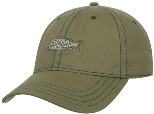 Stetson Washed Canvas Fish Cap Einfarbige Sportliche Basecap UV-Schutz 40 Baumwollcap Damen Herren Frühjahr Sommer Oliv One Size