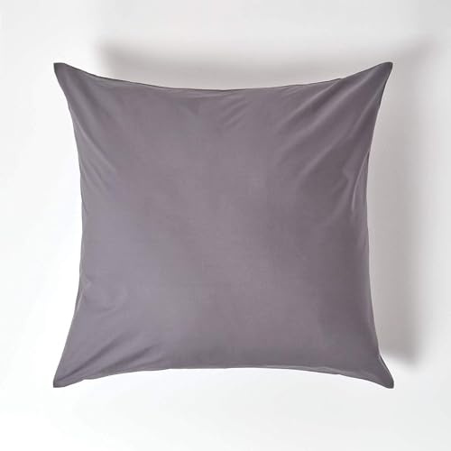 HOMESCAPES Dark Grey Pure Egyptian Cotton Euro Size Pillowcase 80 x 80 cm 200 TC 400 Thread Count Percale Equivalent Large Square Pillow Case with Zip Pack of 4