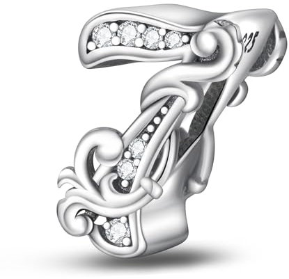 Nummer 7 Charms,925 Sterling Silber Glückszahl-Anhänger für Europäische Armbänder und Halsketten,Geburtstag Zahlen Bead Charms Anhänger
