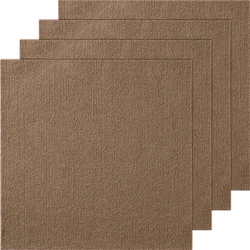 VEVOR SS-FTDT472-1818-10 Peel and Stick x 18” Squares Self Adhesive Floor, Soft Padded Carpet, Easy Install DIY for Bedroom Living Room Indoor Outdoor (10 Tiles, Dark Brown)