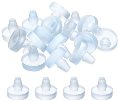 QUARKZMAN 16 Pcs Patins en Caoutchouc Transparents pour Plateau de Table en Verre avec Tige, Épaisseur de 6,5 mm, Anti-Collision, Antidérapants (Convient pour Un Trou de 1/4 Pouce)