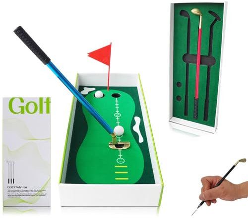Monozoz Minigolf-Stiftspiel,Golfschläger-Stifte, Kreatives Putting-Green-Spielset für den Schreibtisch, Golfschläger-Stifte-Tischspiel für Vater, Ehemann, Kollegen, Golfliebhaber, Golfer