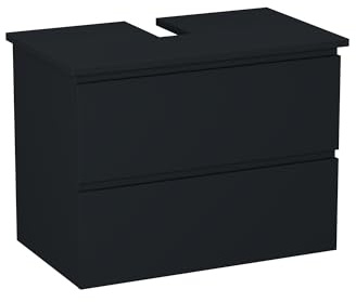 Garlivo Waschbeckenunterschrank GLB-80 Schwarz mit Schubladen, Badezimmer Waschtischunterschrank, Anthrazit- Breite 80 cm, Soft-Close, Push-to-Open/Tip-On, Hängend