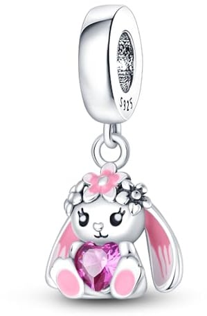 KUNSIR Charm Anhänger Damen 925 Sterling Silber für Armband Charms Beads passend für Pandora Armband und Halskette, Kompatibel mit Europäischen Armbänder für Frauen Mädchen C2