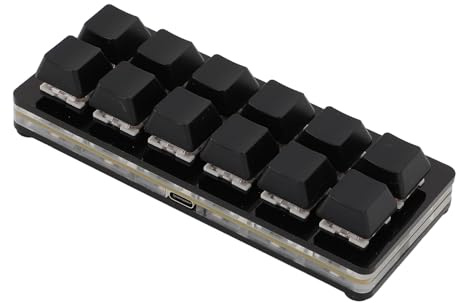 Plyisty 12-Tasten-Einhandtastatur, USB-verkabelte Tastatur, Mechanische RGB-Gaming-PC-Tastatur mit Rotem Schalter, Office-Tastatur Zum Kopieren und Einfügen, für Linux, OS X, Pi